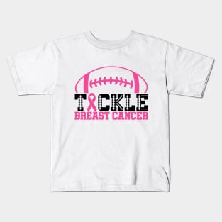 Tackle Breast Cancer Football Sport Awareness Support Pink Ribbon Kids T-Shirt